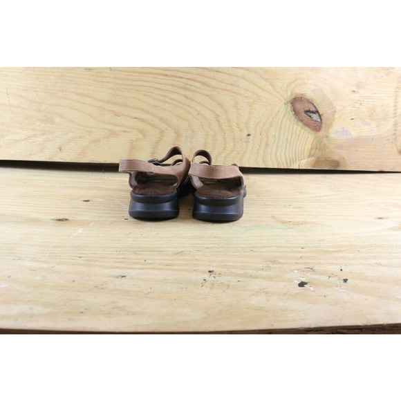 Clark Womens Shoes 8M Springers Brown Leather Sandals Slip on 3 Buckle Slingback - Picture 2 of 6